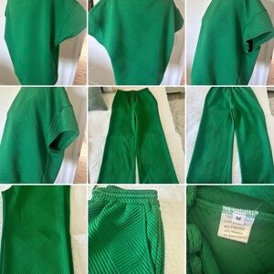 Green Textured Knit Two-Piece Set